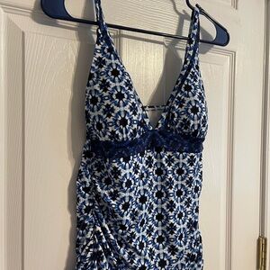 Tommy Bahama Long Tankini Ruched Sides Top Size S LIKE NEW